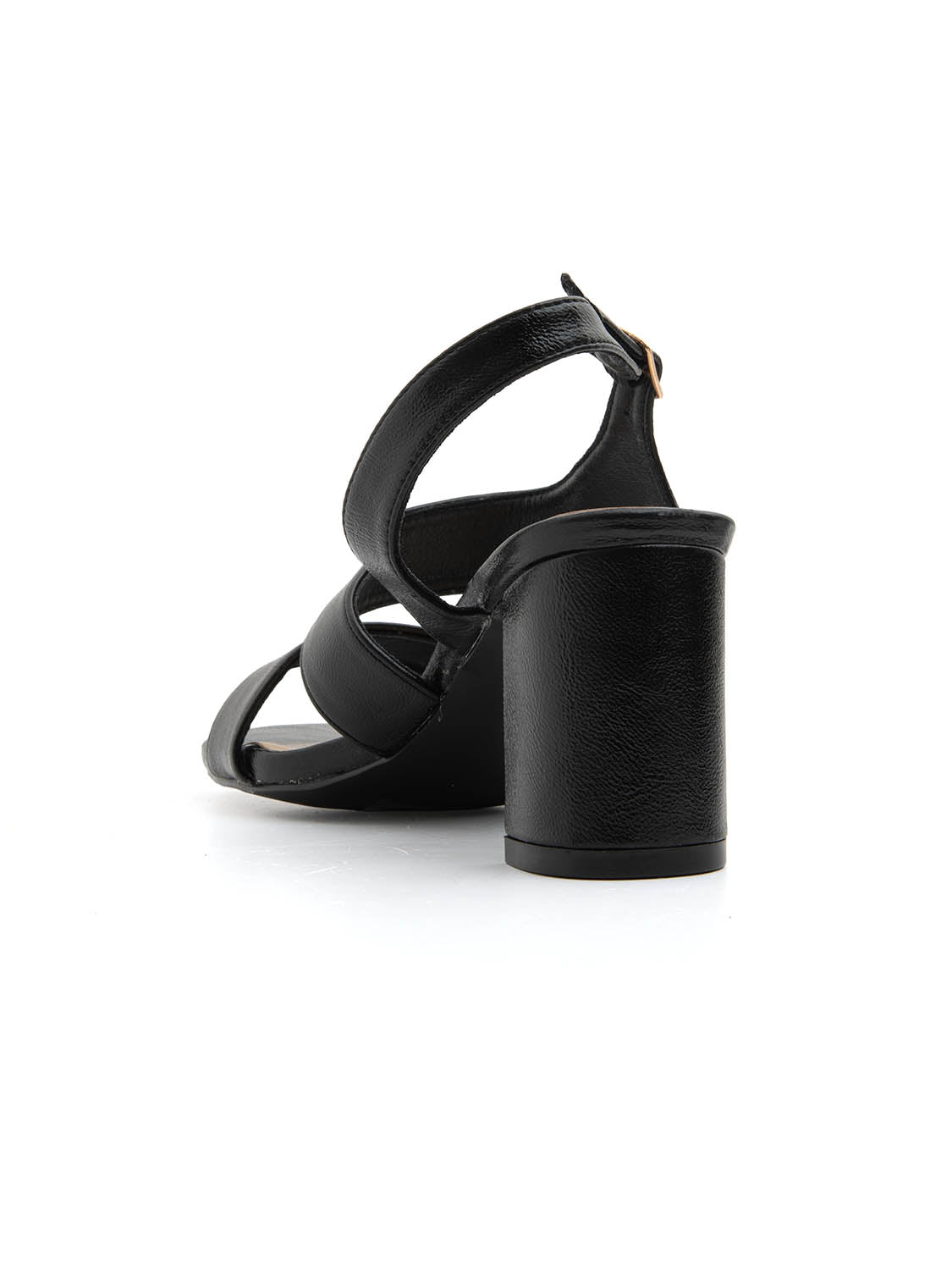 Sandalo con tacco largo e fascia sculpt - NERO