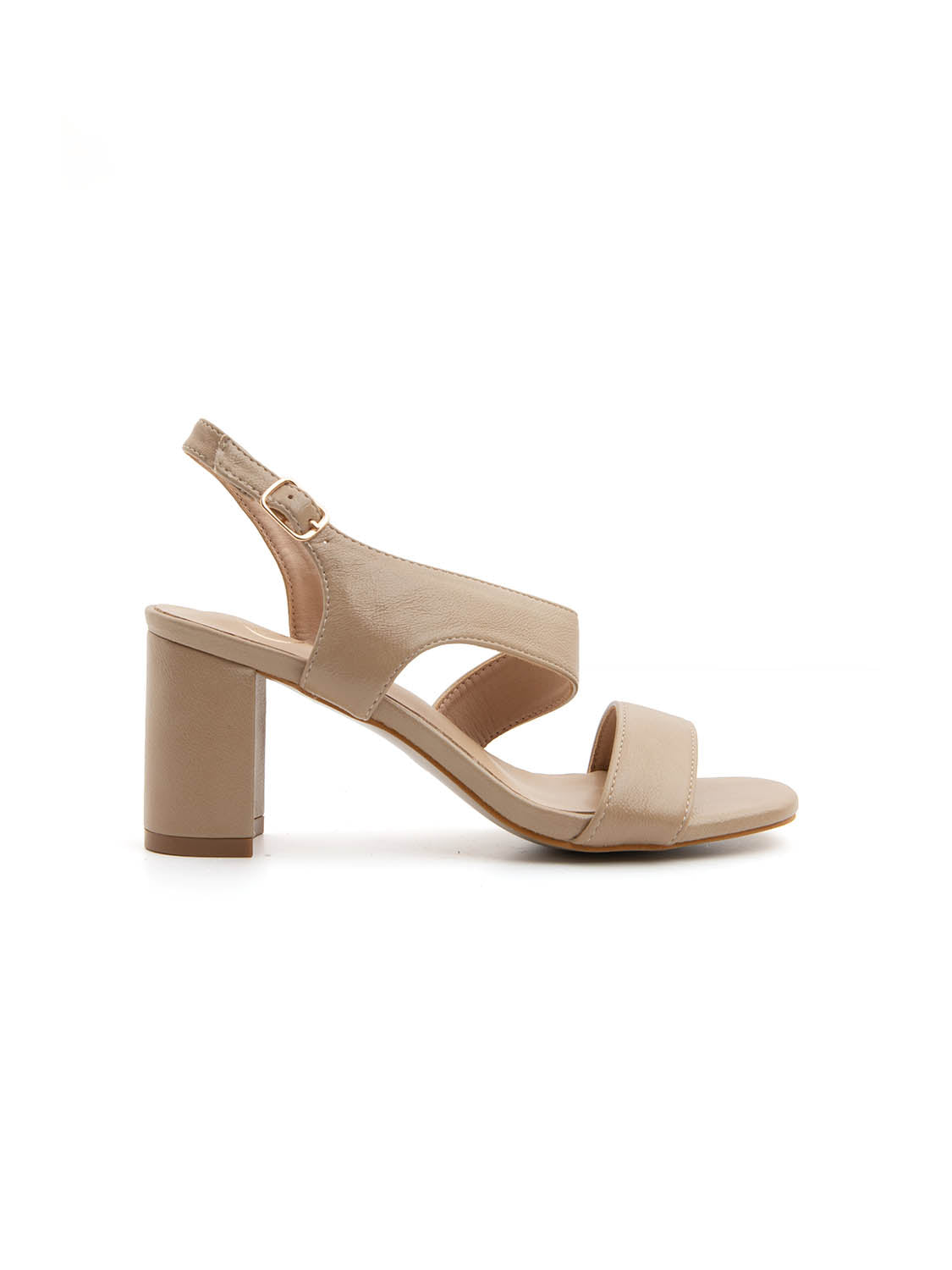 Sandalo con tacco largo e fascia sculpt - KHAKI