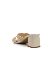 Fabric cross-strap clogs - BEIGE