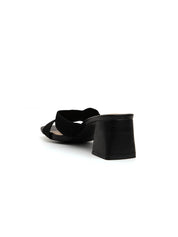 Cross-strap fabric clogs - BLACK