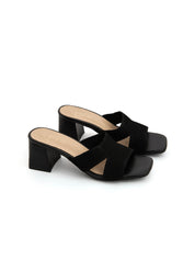 Cross-strap fabric clogs - BLACK