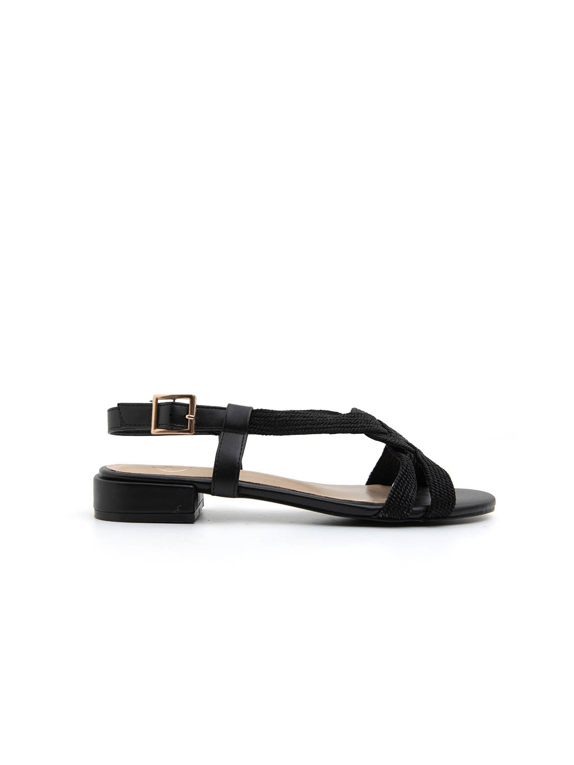 Glow crossover strap sandal - BLACK