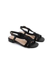 Glow crossover strap sandal - BLACK