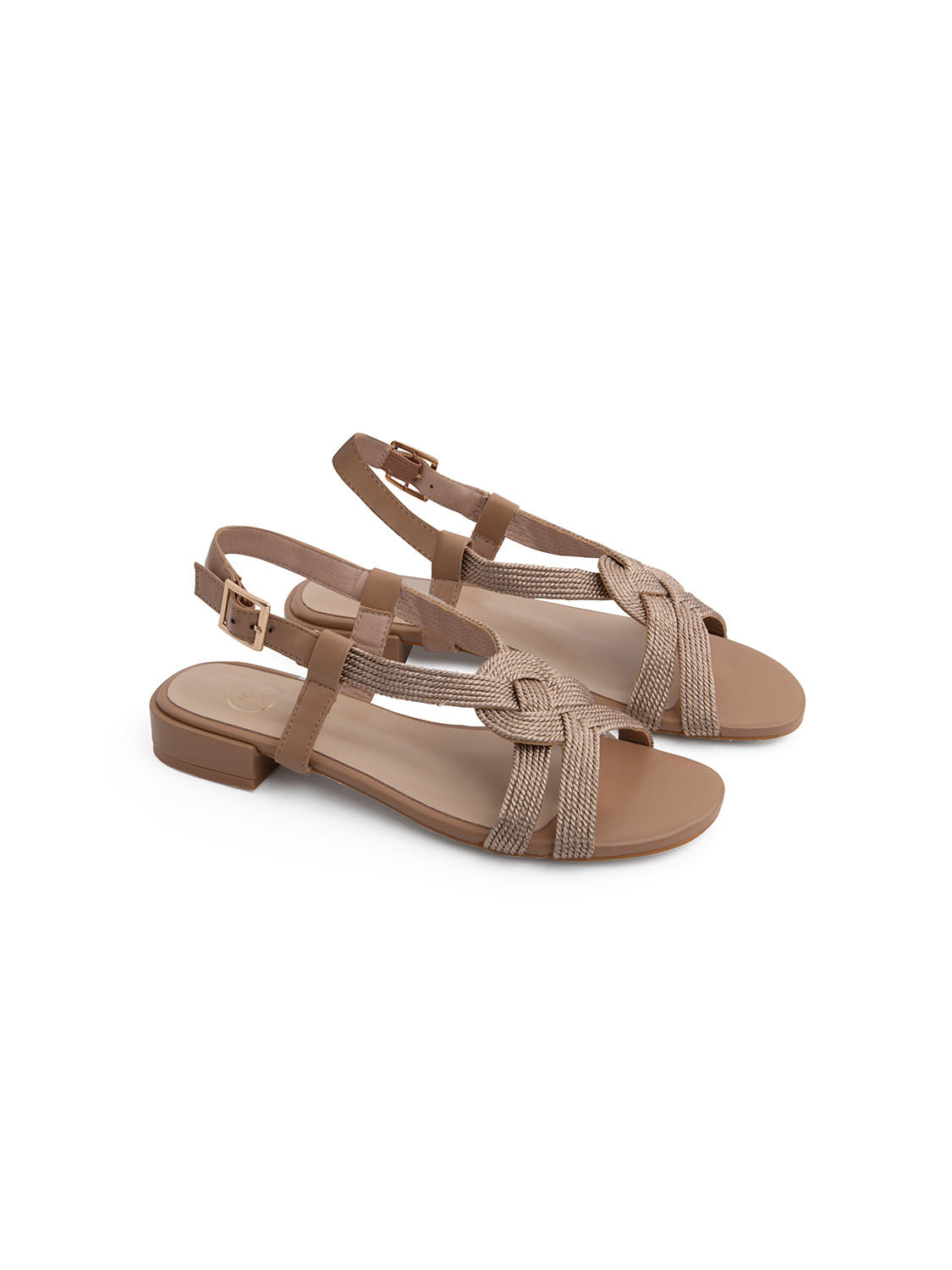 Criss-cross glow strap sandal - KHAKI