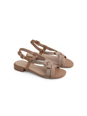 Criss-cross glow strap sandal - KHAKI