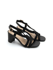 Sandals with criss-cross straps and block heel - BLACK