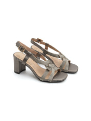 Crisscross sandal with block heel - GUN