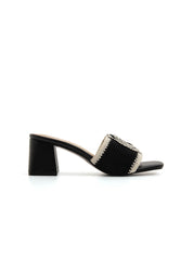 Boho crochet-strap clogs - BLACK