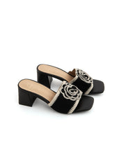 Boho crochet-strap clogs - BLACK