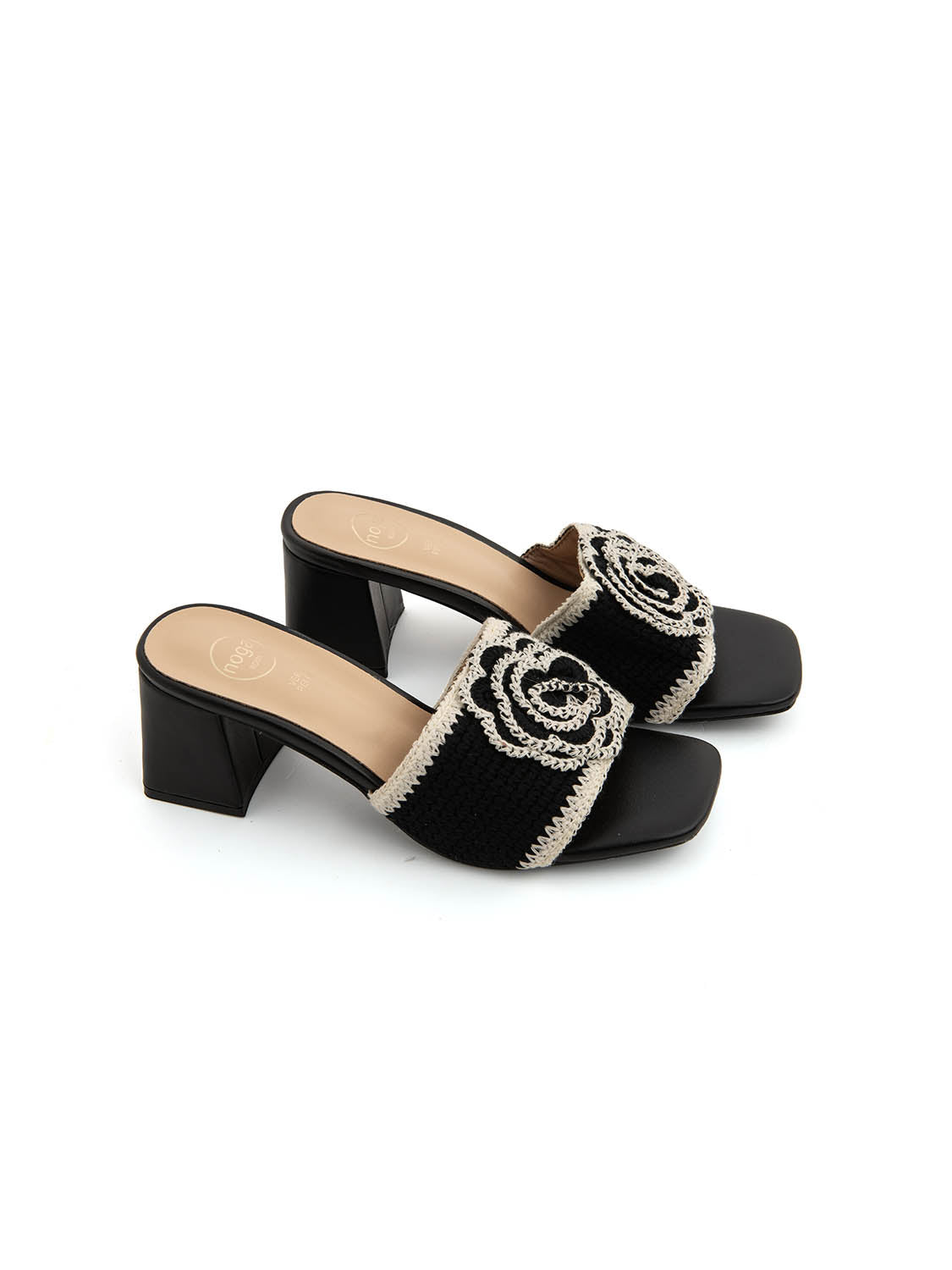 Sabot boho con fascia a uncinetto - NERO