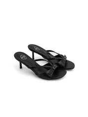 Stiletto heel cage mules - BLACK