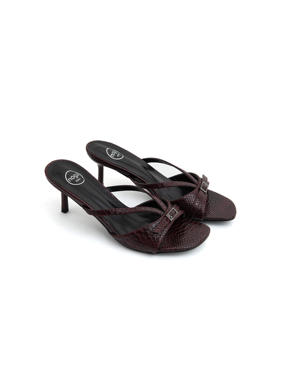 Caged stiletto heel mules - WINE