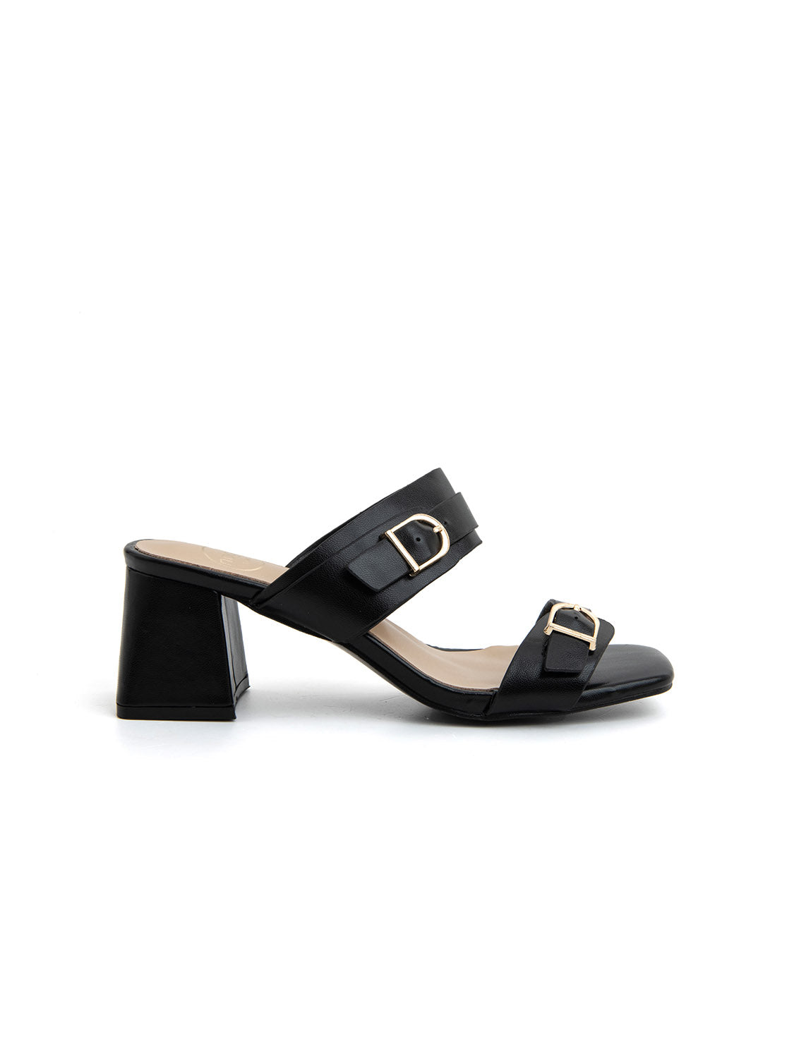 Glam-rock sandal with double buckle - BLACK