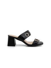 Glam-rock sandal with double buckle - BLACK
