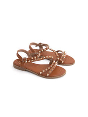 Rock-edge studded sandal - CAMEL