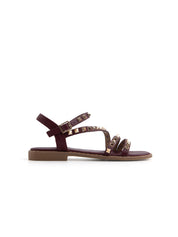 Rock-edge studded sandal - RED WINE