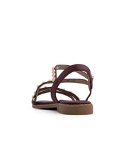 Rock-edge studded sandal - RED WINE