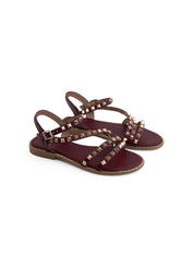Rock-edge studded sandal - RED WINE