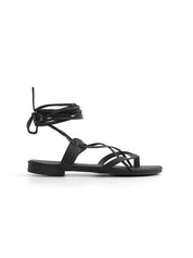 Flat lace-up sandal - BLACK