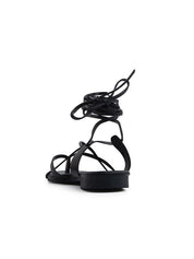 Flat lace-up sandal - BLACK
