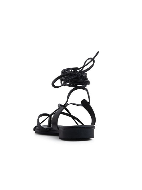 Flat lace-up sandal - BLACK