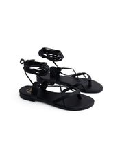 Flat lace-up sandal - BLACK