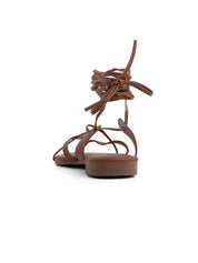 Flat lace-up sandal - CAMEL