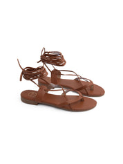 Flat lace-up sandal - CAMEL