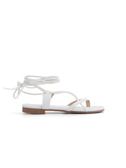 Flat lace-up sandal - WHITE