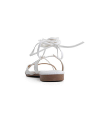 Flat lace-up sandal - WHITE