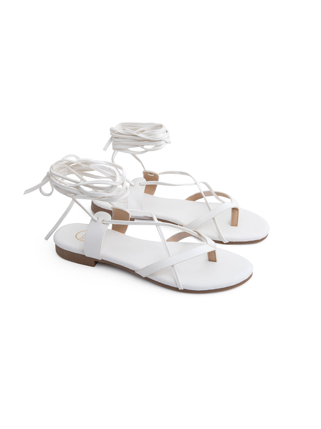 Flat lace-up sandal - WHITE