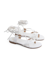 Flat lace-up sandal - WHITE