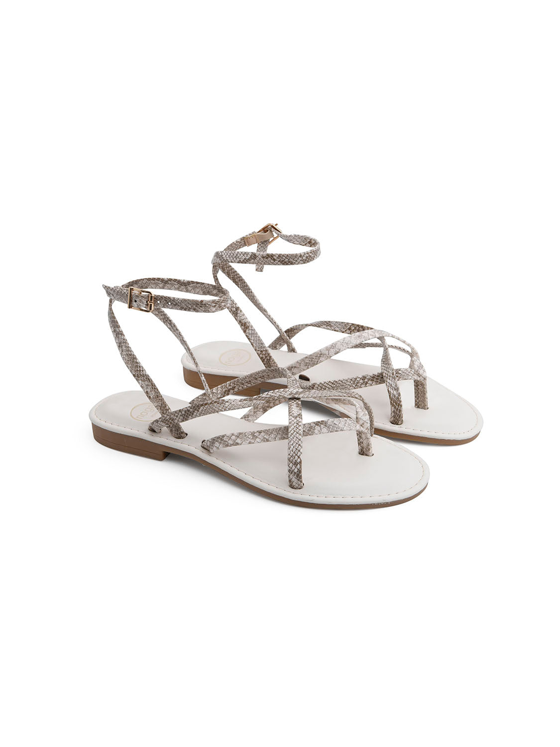 Flat sandal with crossed straps - BEIGE