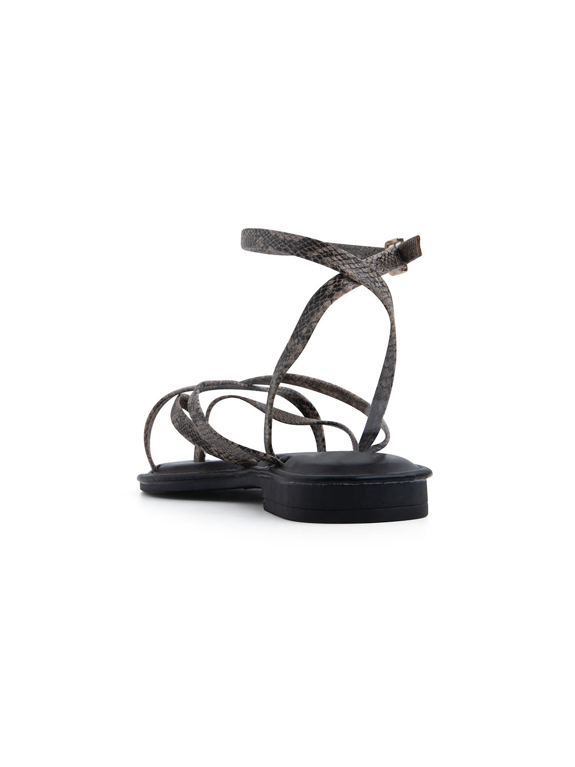 Flat sandal with interwoven straps - BLACK