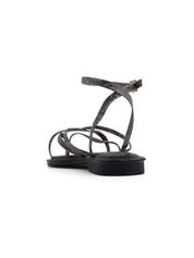 Flat sandal with interwoven straps - BLACK