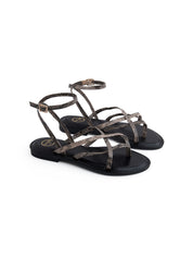 Flat sandal with interwoven straps - BLACK
