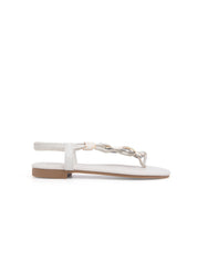 Flat sandal with gold detail - BEIGE