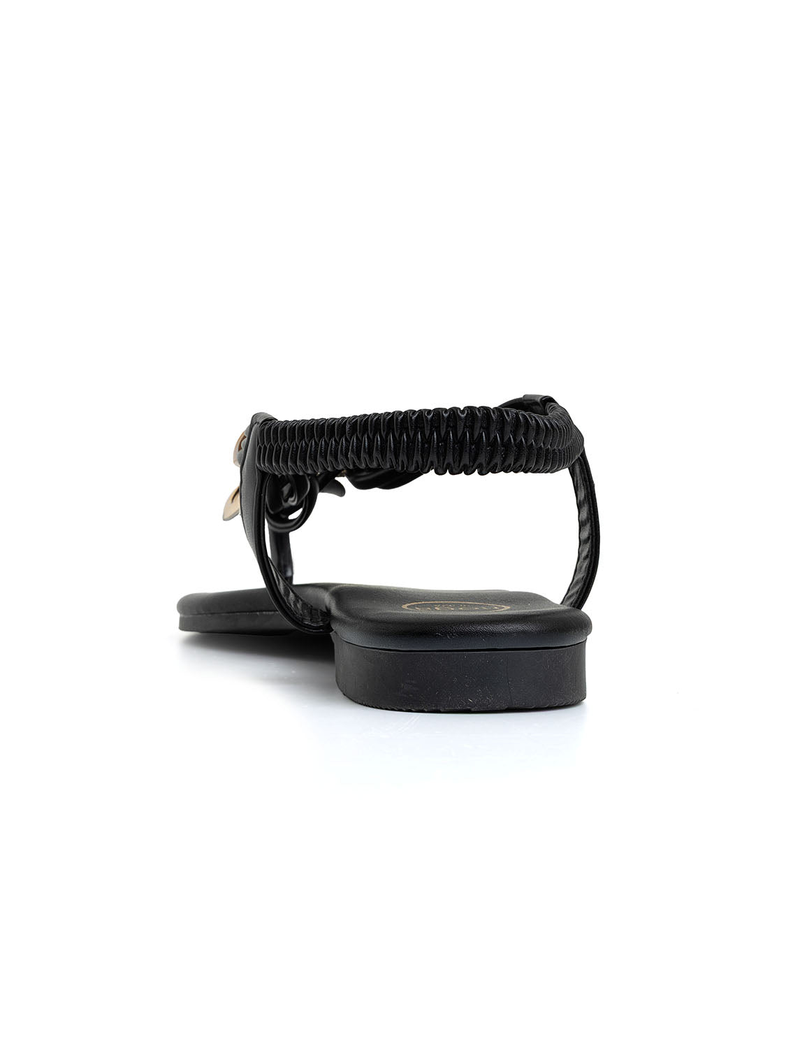 Flat sandal with gold detail - BLACK
