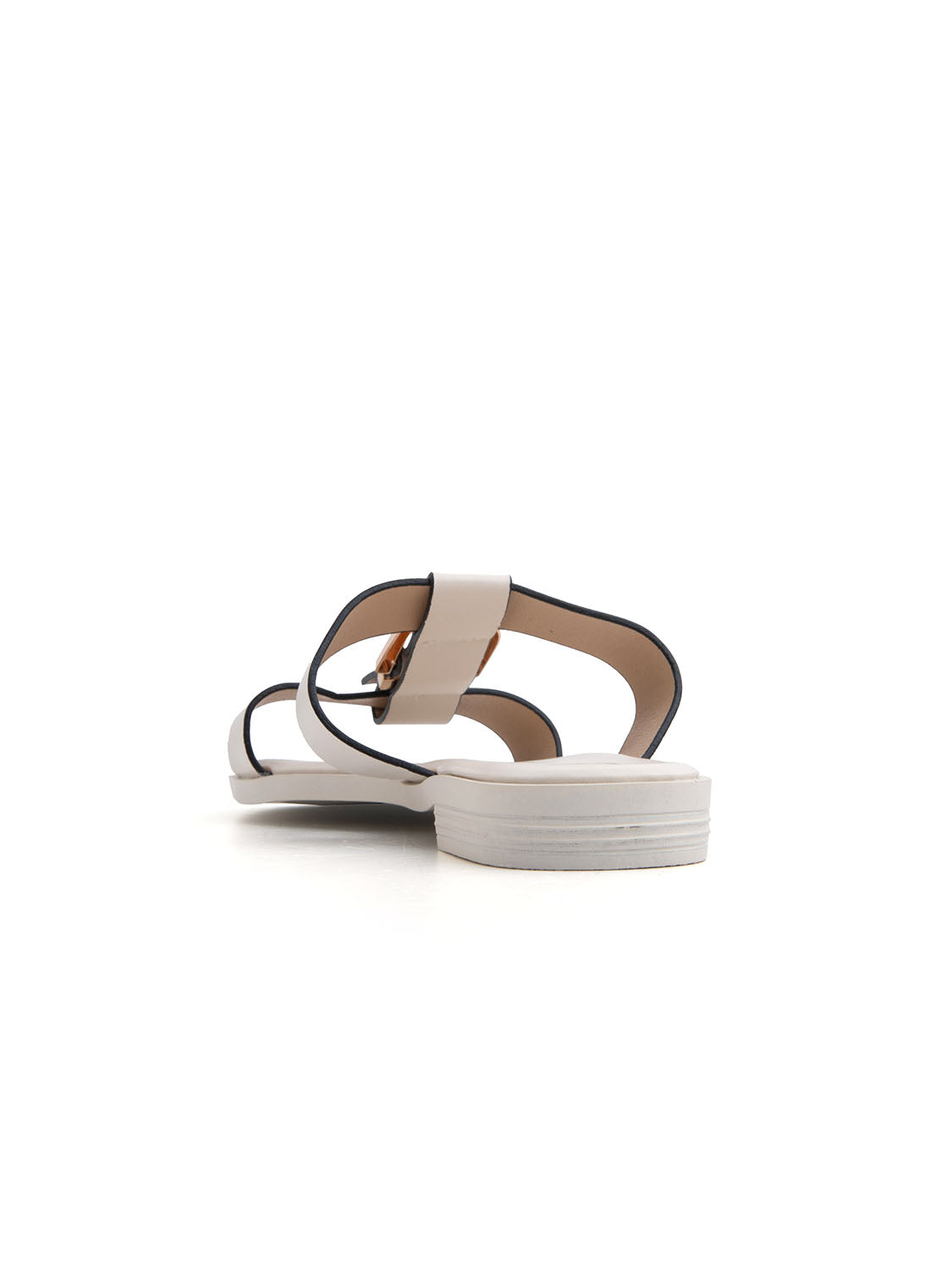 Ciabatta con maxi fibbia oro - BEIGE