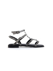 Flat sandal with black stones - BLACK