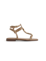 Gladiator sandal with bezels and stones - BEIGE