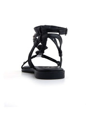 Gladiator sandal with bezels and stones - BLACK