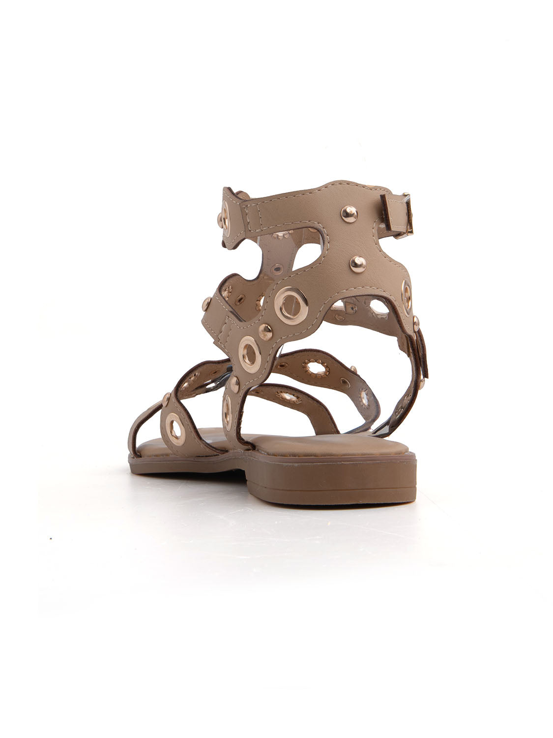 Sandalo alla schiava con borchie traforate - BEIGE
