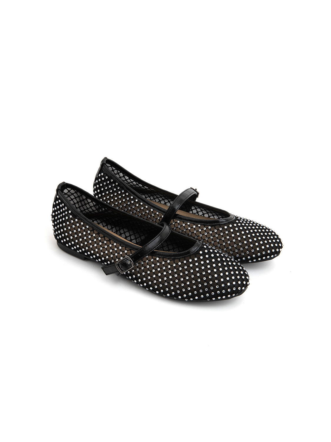 Ballerina mesh con cinturino - NERO