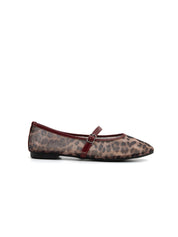 Ballerina leopard mesh con cinturino - VINO
