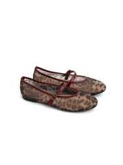 Ballerina leopard mesh con cinturino - VINO
