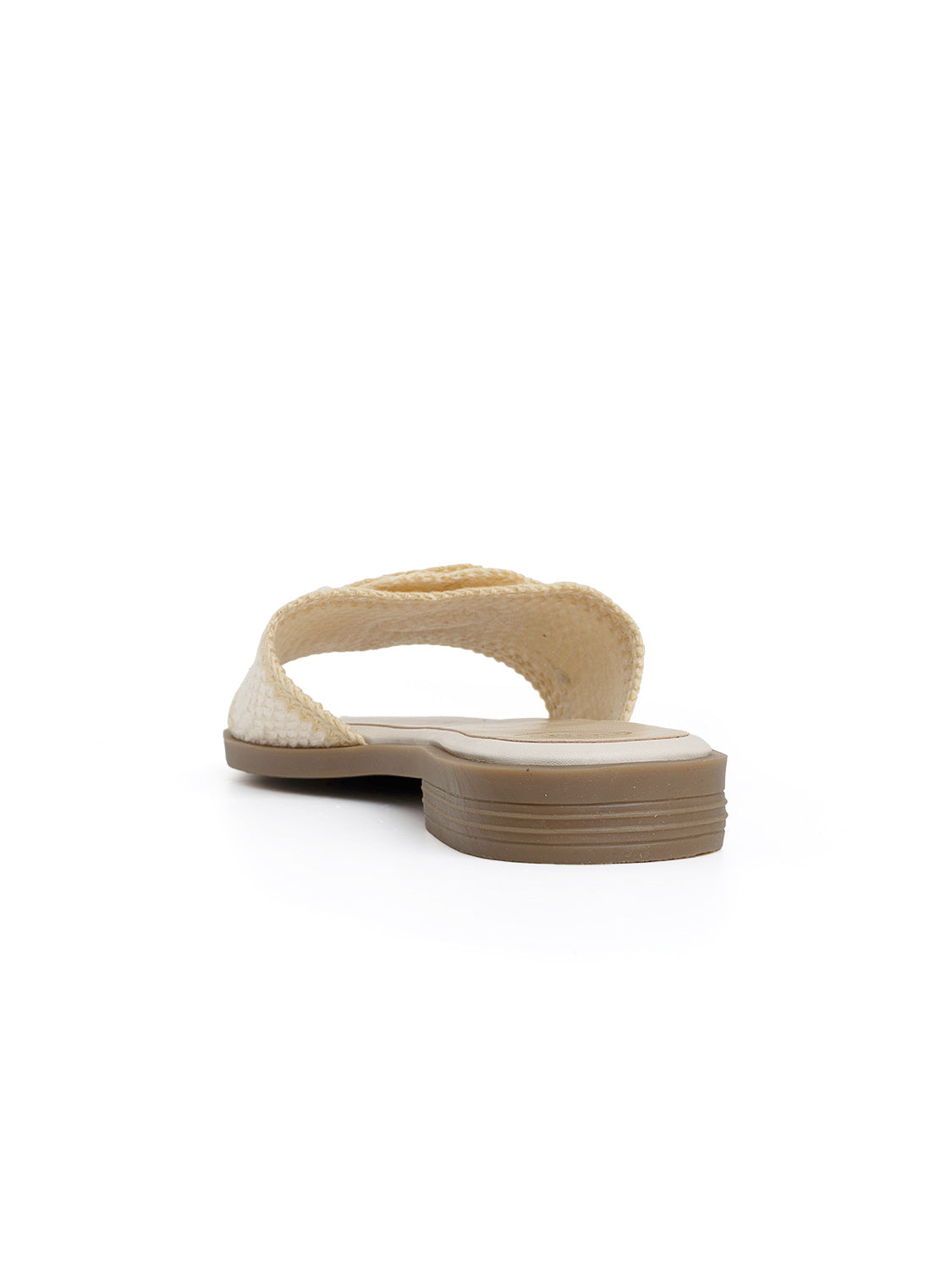 Ciabatta con fascia crochet e maxi fiore - BEIGE