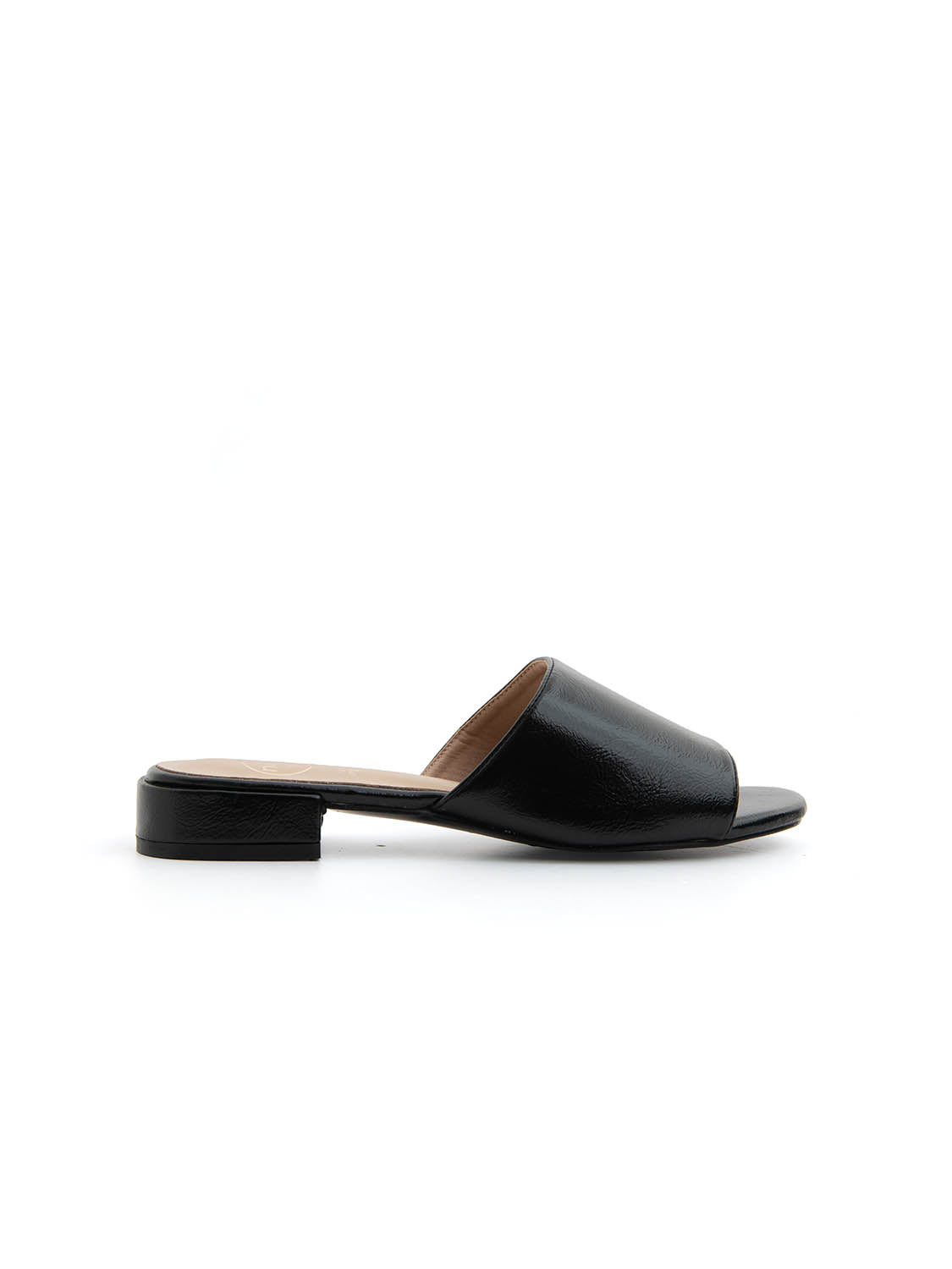 Ciabatta glossy con fascia ampia - NERO
