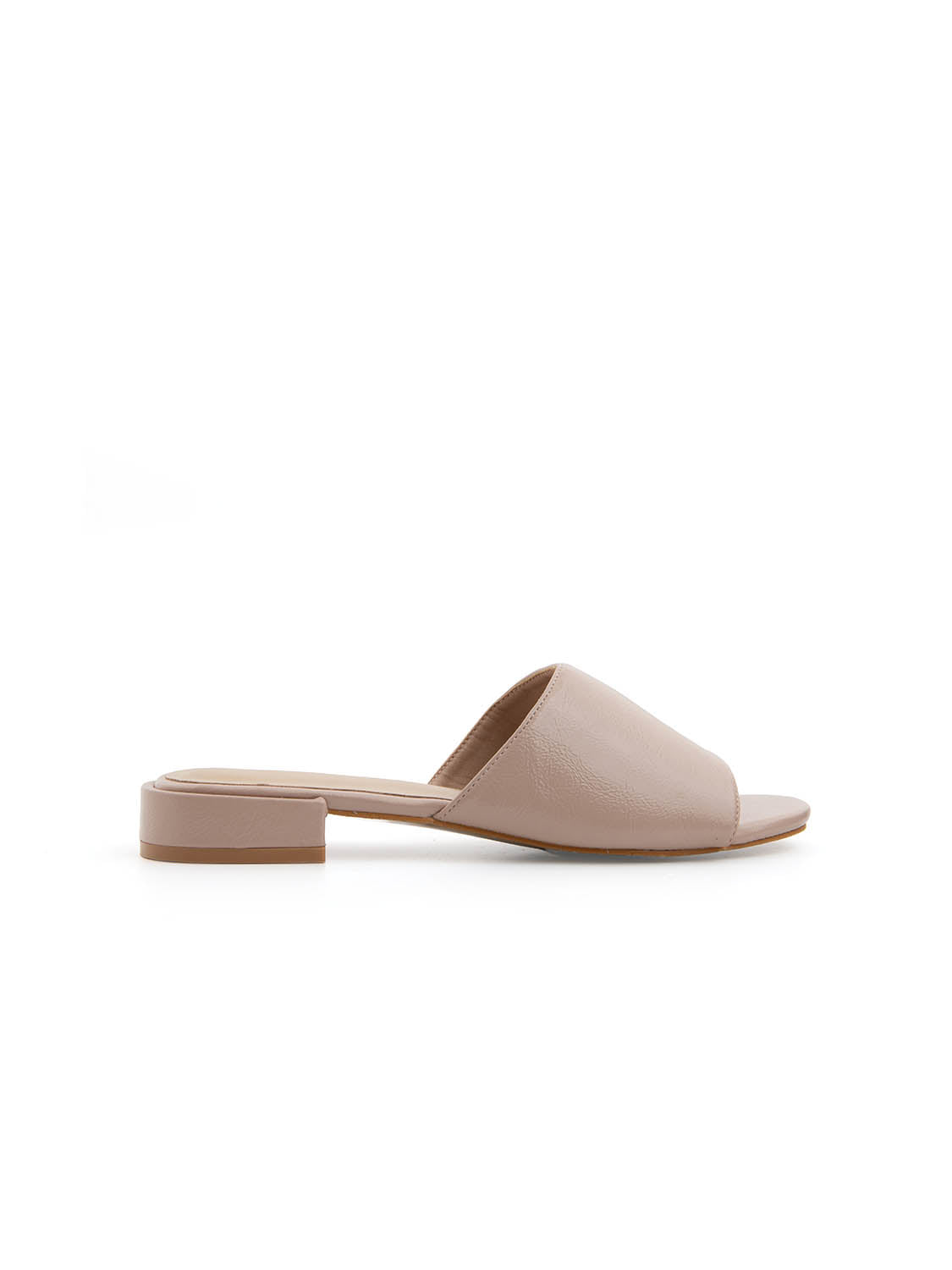 Ciabatta glossy con fascia ampia - NUDE