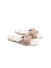 Ciabatta in vernice lavorata - BEIGE